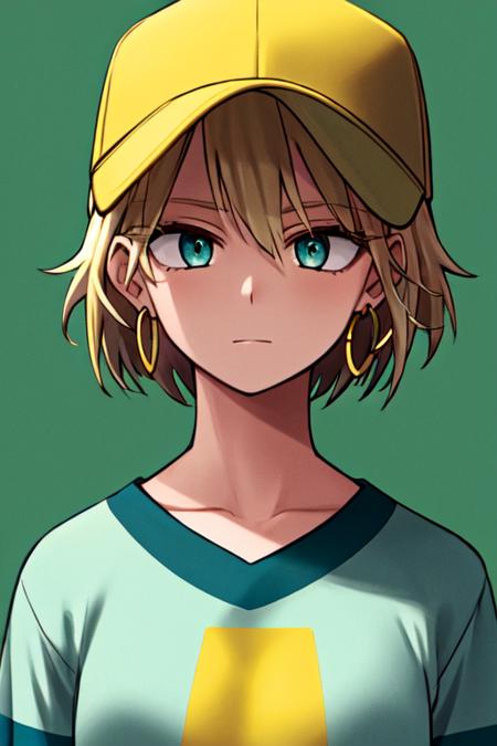 12000-3960371990-horikoshi kouhei, masterpiece, best quality, 1girl, aqua eyes, baseball cap, blonde hair, closed mouth, earrings, green backgrou.png